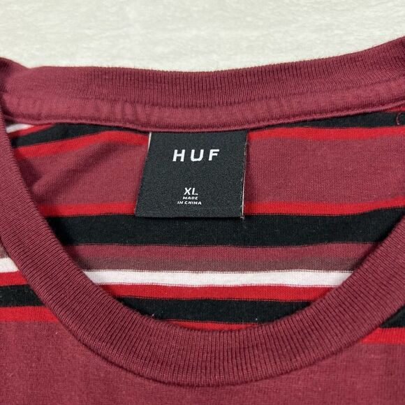Huf Worldwide Striped Embroidered Skateboard Skate T-Shirt Mens XL - Picture 4 of 6